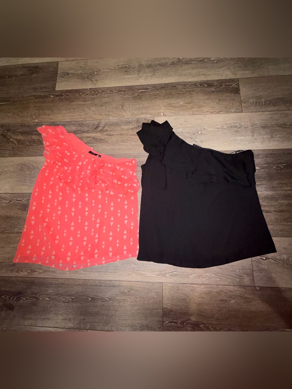One Shoulder Ruffle Tops (2) Large